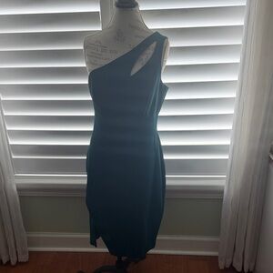 Avery One-Shoulder Teal Dress